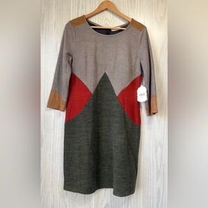 Altard State Fall Tweed Burlap Color Block Natural Dress Womens Size Large NWT